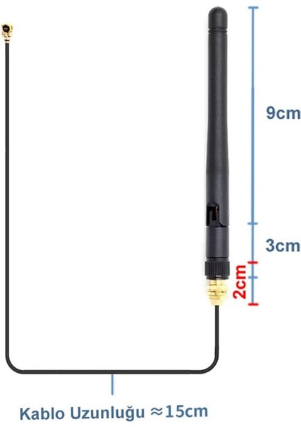 2.4ghz 3dbi Wifi Anten Seti ESP8266 Sma + Ufl Soket 900MHZ 1800MHZ 2400GHZ Rf Esp-07 ESP32 Gsm Wifi