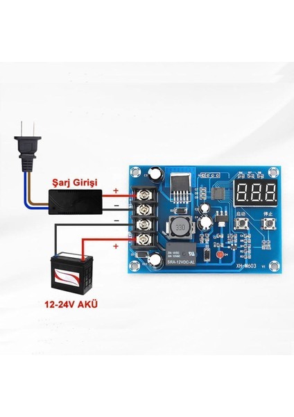 XH-M603 Akü Şarj Kontrol Kartı XH-M603 Batarya Akü Şarj Kontrol Devresi 12V 24V Kurşun Asit Jel
