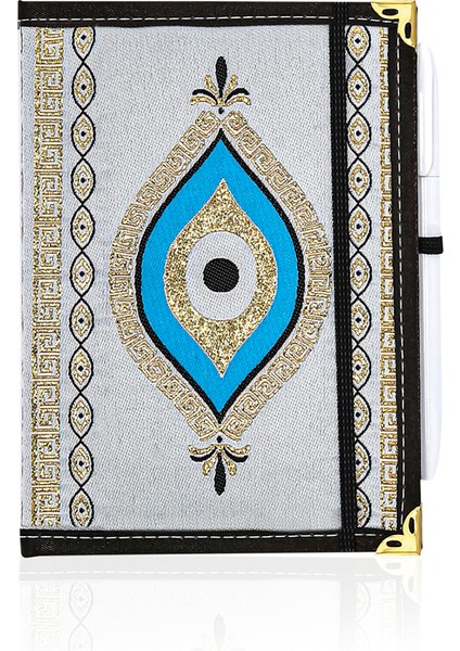 Dokuma Çizgisiz Nazar Desenli Kalemli Otantik Etnik Defter Hediyelik Orta 1607