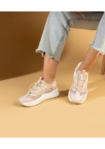 Kadın Bağcıklı Spor Sneaker-Bej modelleri