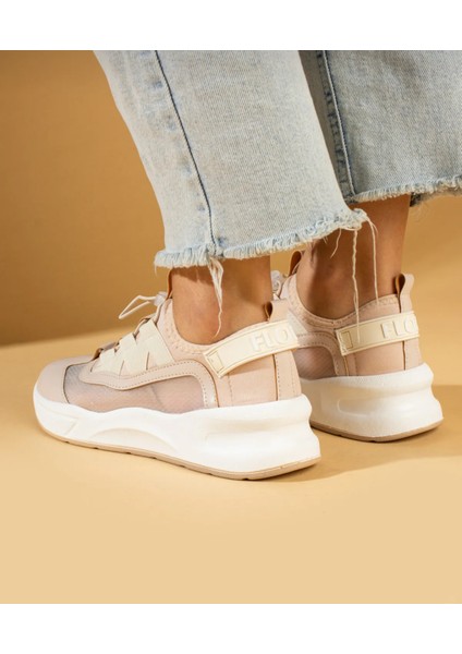 Kadın Bağcıklı Spor Sneaker-Bej indirimleri