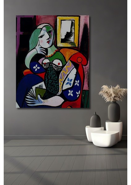 Ahşap Tablo Pablo Picasso Woman With Book Duvar Dekorasyon Tablo Moda Çerçeve Görünümlü Duvar Tablo