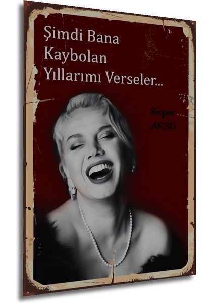 Dekoratif Tablo Sezen Aksu Retro Ahşap Poster Çerçeve Görünümlü Dikey Duvar Dekorasyon Tablosu indirimleri