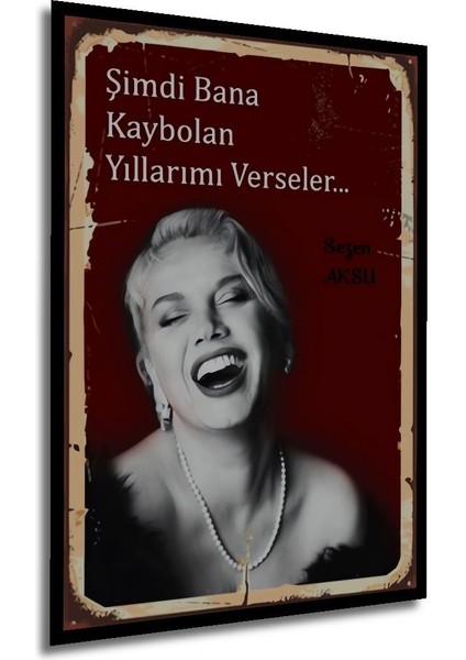 Dekoratif Tablo Sezen Aksu Retro Ahşap Poster Çerçeve Görünümlü Dikey Duvar Dekorasyon Tablosu fırsatları