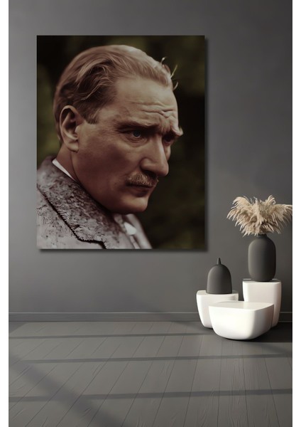 Dekoratif Dikey Atatürk Duvar Tablo Ahşap Dikdörtgen Tablo