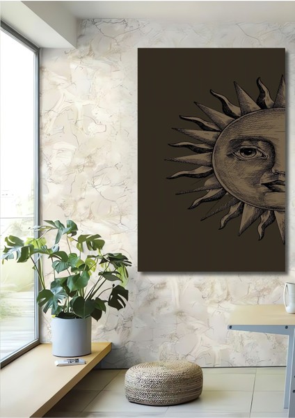 Dekoratif Dikey Modern Sanat Güneş Duvar Tablo Ahşap Dikdörtgen Tablo