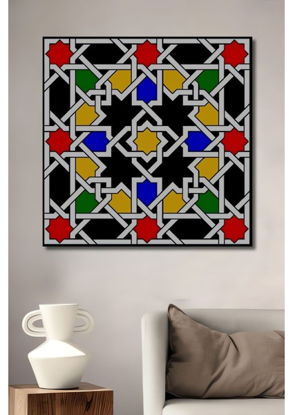 Dekoratif Dikey Geometrik Desen Duvar Tablo Ahşap Dikdörtgen Tablo