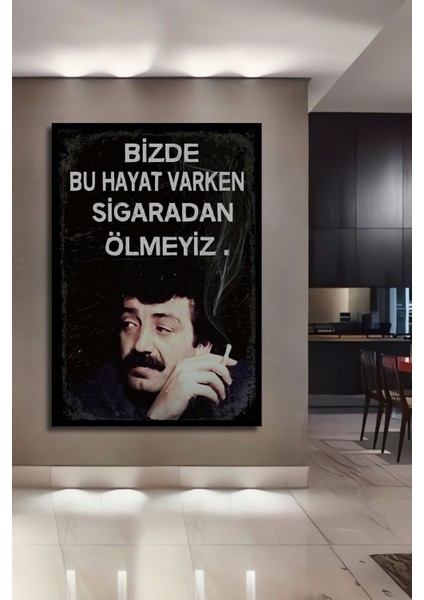 Dekoratif Tablo Müslüm Gürses Retro Ahşap Poster Çerçeve Görünümlü Dikey Duvar Dekorasyon Tablosu