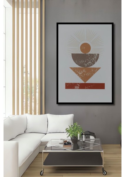 Dekoratif Ahşap Tablo Bohem Art Premium Table Çerçeve Görünümlü Dikey Duvar Dekorasyon Tablosu