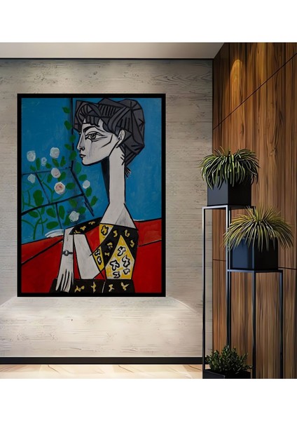 Dekoratif Ahşap Tablo Pablo Picasso Çerçeve Görünümlü Dikey Duvar Dekorasyon Tablosu