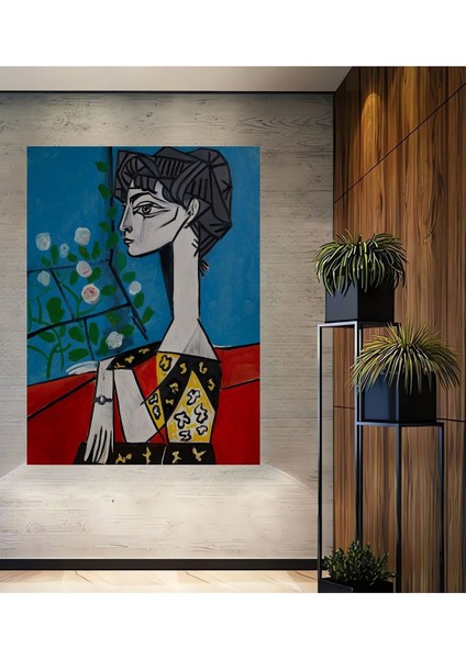Dekoratif Ahşap Tablo Pablo Picasso Çerçeve Görünümlü Dikey Duvar Dekorasyon Tablosu