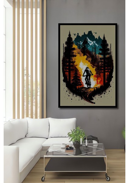Dekoratif Dikey Dağ Bisikletçisi Modern Sanat Duvar Tablo Ahşap Dikdörtgen Tablo fiyatları