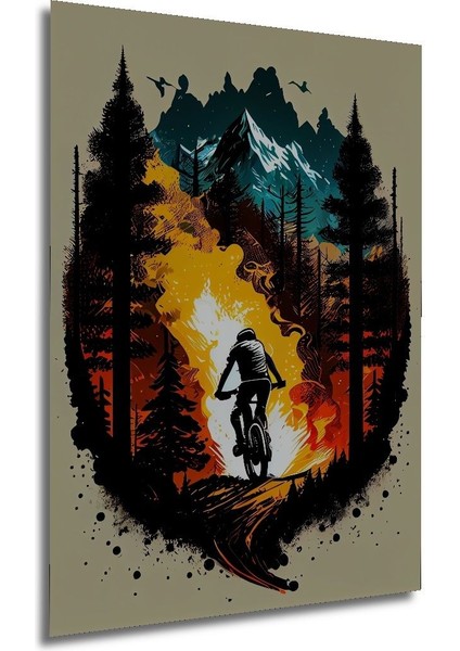 Dekoratif Dikey Dağ Bisikletçisi Modern Sanat Duvar Tablo Ahşap Dikdörtgen Tablo modelleri