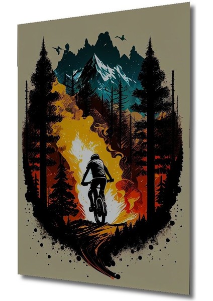 Dekoratif Dikey Dağ Bisikletçisi Modern Sanat Duvar Tablo Ahşap Dikdörtgen Tablo fırsatları