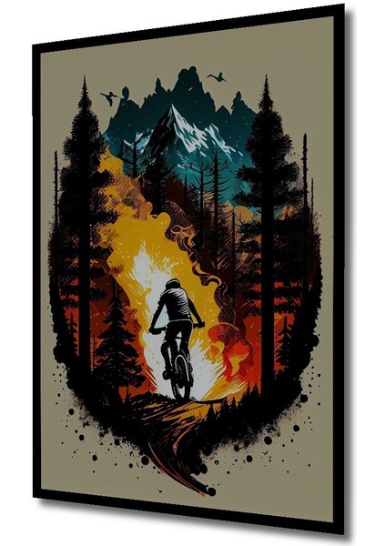 Dekoratif Dikey Dağ Bisikletçisi Modern Sanat Duvar Tablo Ahşap Dikdörtgen Tablo indirimleri
