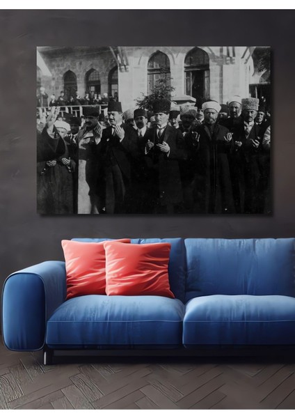 Dekoratif Yatay Dua Eden Atatürk Duvar Tablo Ahşap Dikdörtgen Tablo fiyatları