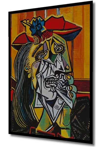 Picasso Ağlayan Kadın Yağlı Boya Görünümlü Reprodüksiyon Ahşap Tablo Çerçeve Görünümlü Duvar Tablo modelleri