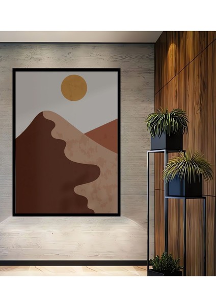 Ahşap Tablo Soyut Sanat ve Bohem Tarzı Çerçeve Görünümlü Dikey Duvar Tablo