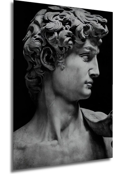 Dekoratif Michelangelo Heykel Görünümlü Ahşap Tablo Çerçeve Görünümlü Dikey Duvar Dekorasyon Tablosu