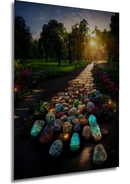 Dekoratif Dikey Taşlı Orman Duvar Tablo Ahşap Dikdörtgen Tablo modelleri