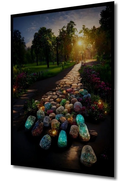 Dekoratif Dikey Taşlı Orman Duvar Tablo Ahşap Dikdörtgen Tablo indirimleri