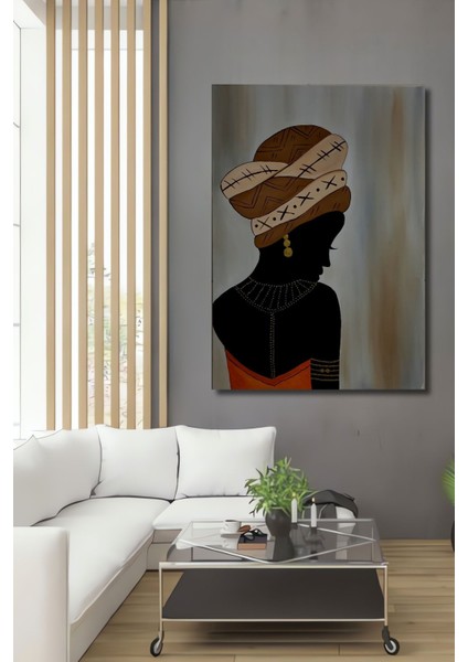 Dekoratif Dikey Afrikalı Kadın Sanat Duvar Tablo Ahşap Dikdörtgen Tablo
