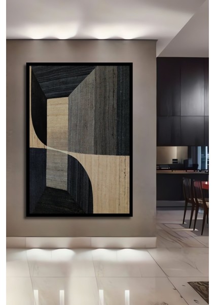 Dekoratif Modern Soyut Ahşap Tablo Çerçeve Görünümlü Dikey Duvar Dekorasyon Tablosu
