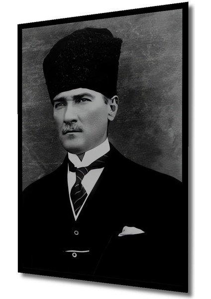 Dekoratif Dikey Siyah Beyaz Atatürk Duvar Tablo Ahşap Dikdörtgen Tablo indirimleri