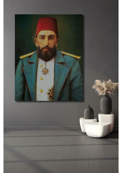 Dekoratif Dikey Sultan Abdulhamid Duvar Tablo Ahşap Dikdörtgen Tablo