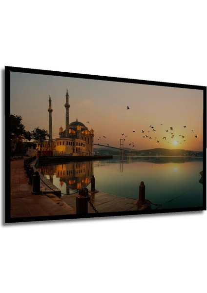 Dekoratif Yatay Ortaköy Camisi ve Istanbul Boğazı Duvar Tablo Ahşap Dikdörtgen Tablo