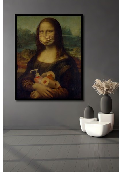 Mona Lisa Soyut Ahşap Tablo Tablolar Çerçeve Görünümlü Dikey Duvar Dekorasyon Tablosu