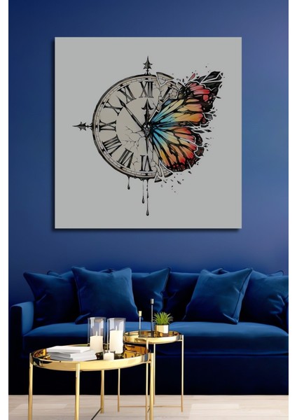 Dekoratif Dikey Kırılan Saat Modern Sanat Duvar Tablo Ahşap Dikdörtgen Tablo
