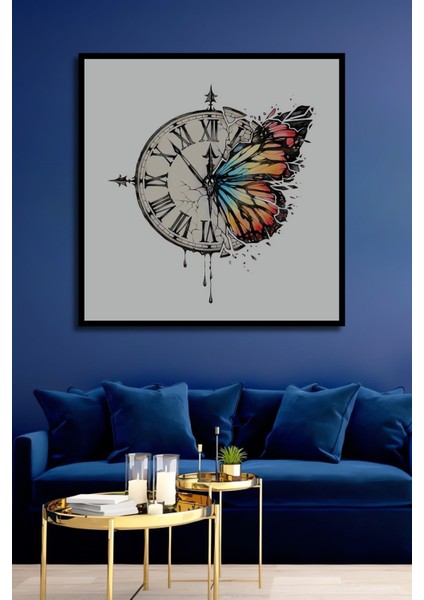 Dekoratif Dikey Kırılan Saat Modern Sanat Duvar Tablo Ahşap Dikdörtgen Tablo