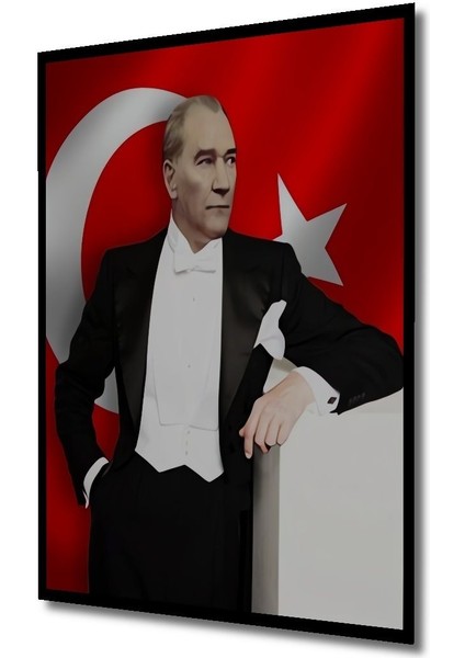 Dekoratif Atatürk ve Türk Bayrağı Temalı Ahşap Tablo Çerçeve Görünümlü Dikey Duvar Dekorasyon Tablo modelleri