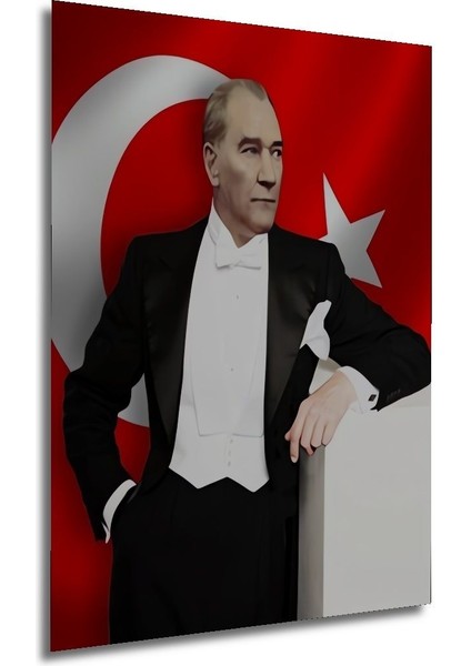 Dekoratif Atatürk ve Türk Bayrağı Temalı Ahşap Tablo Çerçeve Görünümlü Dikey Duvar Dekorasyon Tablo indirimleri