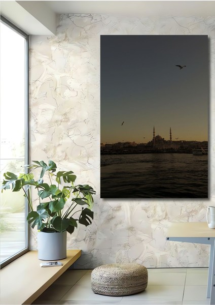 Dekoratif Dikey Istanbul Manzara Duvar Tablo Ahşap Dikdörtgen Tablo