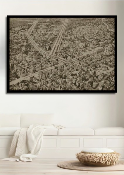 Dekoratif Yatay Istanbul Kuş Bakışı Duvar Tablo Ahşap Dikdörtgen Tablo