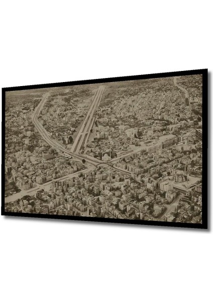 Dekoratif Yatay Istanbul Kuş Bakışı Duvar Tablo Ahşap Dikdörtgen Tablo modelleri