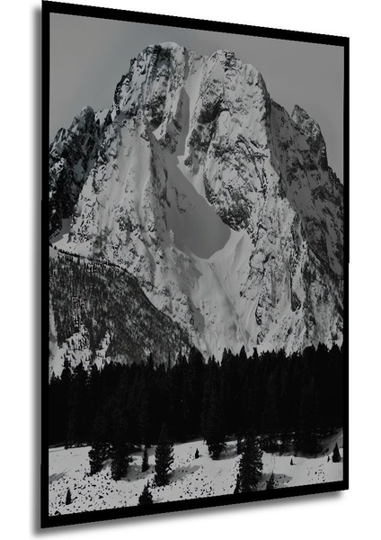 Ahşap Karlı Dağ Manzarası Desenli Mdf Tablo Yüksek Kaliteli Çerçeve Görünümlü Dikey Duvar Tablo fırsatları