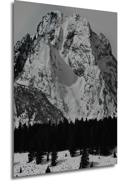 Ahşap Karlı Dağ Manzarası Desenli Mdf Tablo Yüksek Kaliteli Çerçeve Görünümlü Dikey Duvar Tablo indirimleri