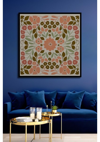 Ahşap Soyut Renkli Desenler Flower Modern Art Tablo Çerçeve Görünümlü Dikey Duvar Dekorasyon Tablosu