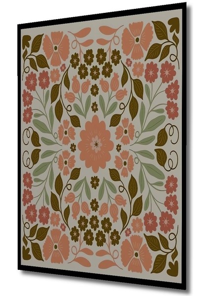Ahşap Soyut Renkli Desenler Flower Modern Art Tablo Çerçeve Görünümlü Dikey Duvar Dekorasyon Tablosu