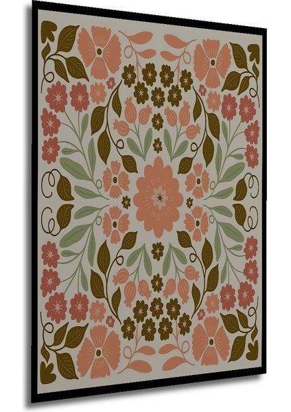 Ahşap Soyut Renkli Desenler Flower Modern Art Tablo Çerçeve Görünümlü Dikey Duvar Dekorasyon Tablosu
