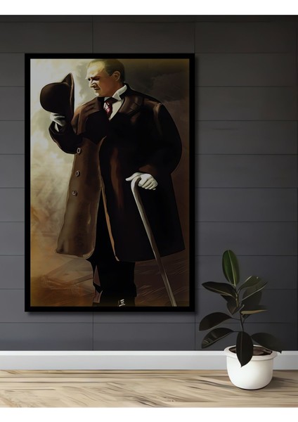 Dekoratif Ahşap Atatürk (Ev,ofis Tabloları) Çerçeve Görünümlü Dikey Duvar Dekorasyon Tablosu