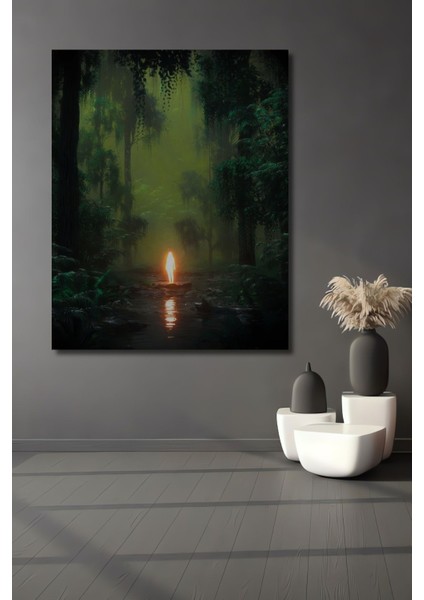 Dekoratif Dikey Ormanın Ruhu Spiritual Modern Sanat Duvar Tablo Ahşap Dikdörtgen Tablo