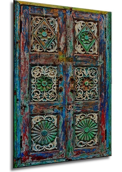 Dekoratif Kapı Ahşap Tablo Çerçeve Görünümlü Dikey Duvar Dekorasyon Tablosu