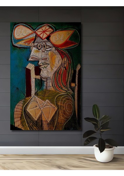Dekoratif Ahşap Tablo Pablo Picasso Çerçeve Görünümlü Dikey Duvar Dekorasyon Tablosu