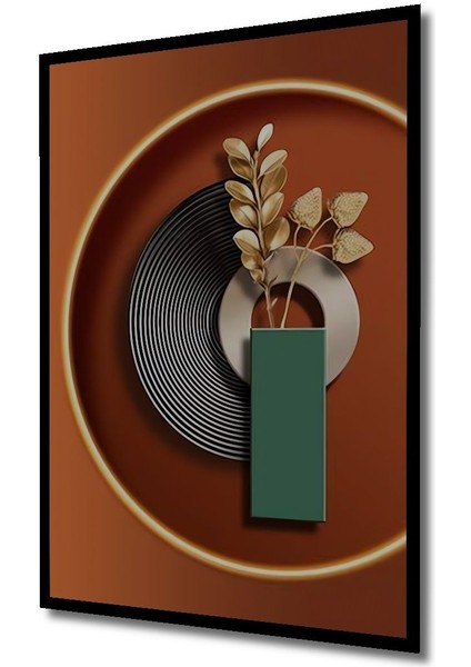 Dekoratif Modern Soyut Dekoratif Vazo Ahşap Tablo Çerçeve Görünümlü Dikey Duvar Dekorasyon Tablosu modelleri