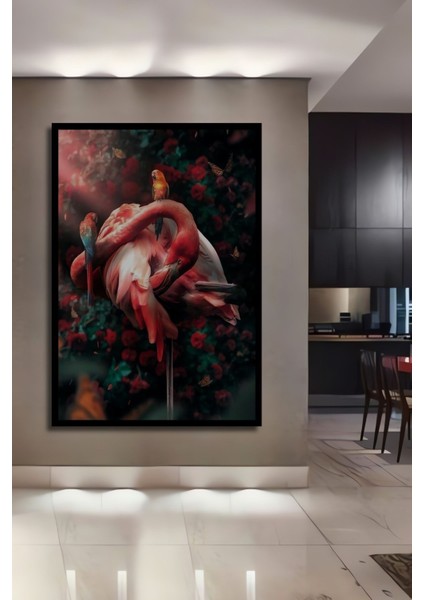 3 Boyutlu Tropikal Doğa Manzara Temalı Ahşap Tablo Çerçeve Görünümlü Dikey Duvar Dekorasyon Tablosu