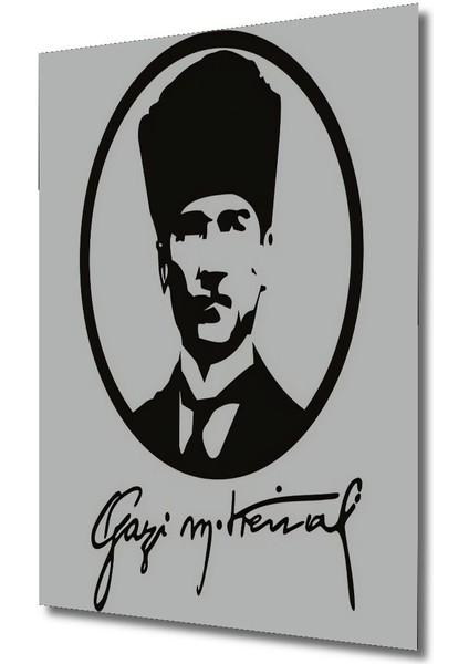 Dekoratif Dikey Gazi Mustafa Kemal Atatürk Imza Duvar Tablo Ahşap Dikdörtgen Tablo